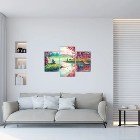 Tablou - Acuarelă, Golf într-un sat de munte (90x60 cm)