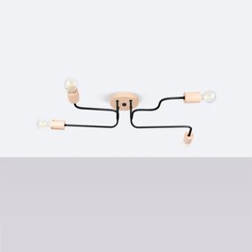 Lustră aplicată Sollux SL.1669 TIMBO 4xE27/15W/230V negru/bej/fag