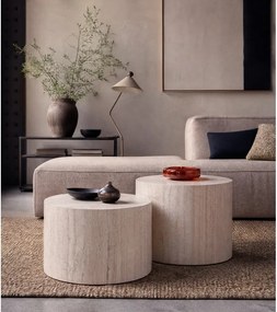 Măsuțe de cafea bej 2 buc. rotunde cu aspect de piatră ø 58 cm Dice – Actona