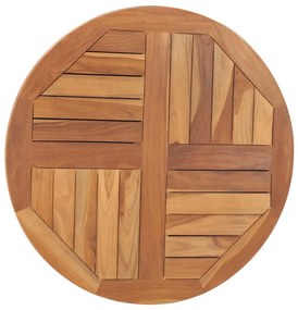 48985 vidaXL Blat de masă rotund, 70 cm, lemn masiv de tec, 2,5 cm