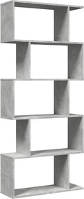 vidaXL Bibliotecă/separator 5 niveluri gri beton 70x24x161 cm lemn