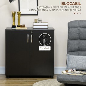 Vinsetto Dulap pentru Documente, cu Încuietoare, 2 Uși și Raft Interior, 80x40x80 cm, Negru | Aosom Romania