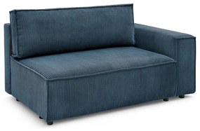 Modul pentru canapea albastru închis cu tapițerie din catifea reiată (cu colț pe partea dreaptă) Nihad modular – Bobochic Paris