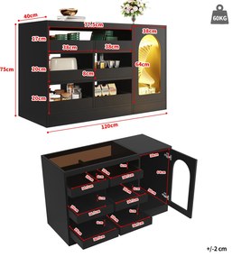 Comodă modernă cu sertare, Negru | Aosom Romania