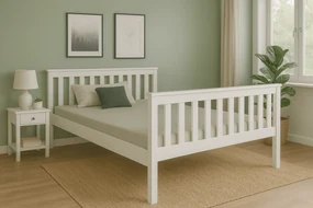 Pat KALEA 90 x 200 cm, alba Saltele: Cu saltele Coco Maxi 20 cm, Somiera pat: Cu lamele drepte