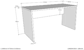 Această combinație LONDON în culoarea antracit constă dintr-un pat (90x200) cu noptieră, dulap cu 3 uși și birou.