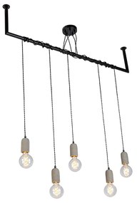 Lampă suspendată industrială neagră cu beton cu 5 lumini - Cavoba