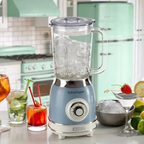 Blender Ariete VINTAGE 2.0 0583/05, 1000W, 1.5 L, 4 lame, 4 viteze + pulse, Zdrobire gheata, Albastru
