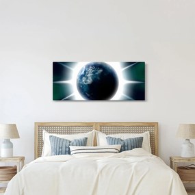 Tablou cu planeta iluminată (120x50 cm)