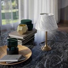 Veioza, Lampa de masa cu abajur elegant Ivory Striped