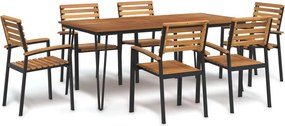 vidaXL Set mobilier de grădină, 7 piese, lemn masiv de acacia și metal