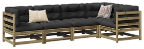 vidaXL Set mobilier de grădină cu perne, 5 piese, lemn de pin tratat