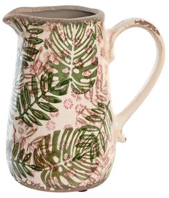 Carafa Decorativa Tropical din ceramica, alb antichizat, 17x18.5 cm