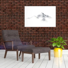 Tablou - Pictură cu cerneală de munți (90x60 cm)