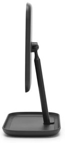 Oglindă cu suport pentru accesorii Brabantia ReNew 1004184, 28.3x20x12.6 cm, Bază antiderapantă, reglabilă la 360°, Gri închis