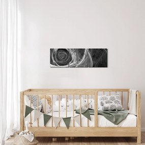 Tablou - Abstract trandafir negru și alb (cu ceas) (90x30 cm)