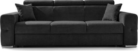 Canapea Extensibilă 3 locuri BELLAGIO, cu tetiere reglabile, 242x95x99 cm, Negru-Enjoy