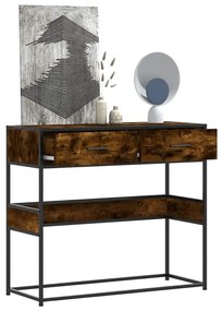 vidaXL Măsuță consolă, stejar fumuriu, 90x35x80 cm, lemn prelucrat
