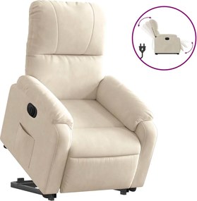 vidaXL Fotoliu rabatabil electric cu ridicare, bej, microfibră