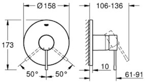 Baterie dus Grohe Essence incastrata pentru corp ingropat, crom