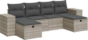 vidaXL Set canapele de grădină cu perne, 6 piese gri deschis poliratan