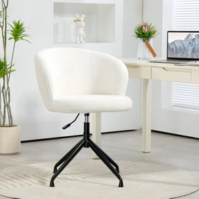 HOMCOM Fotoliu de birou ergonomic siège pivotant înălțime reglabilă capacitate 120 kg acoperire din țesătură de buclă crem | Aosom Romania