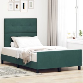 Pat vidaXL verde închis, 120x190 cm, fabricat din catifea