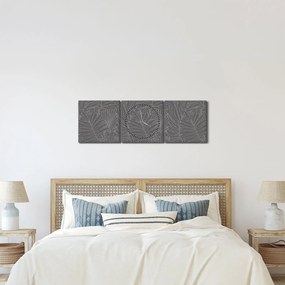 Tablou - Frunze de palmier gri (cu ceas) (90x30 cm)