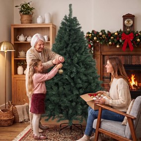 HOMCOM Brad de Crăciun Artificial, 180 cm, cu 820 de Crengi Ignifuge, Verde | Aosom Romania
