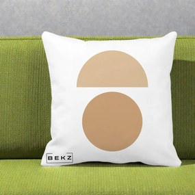 Perna Decorativa Geometric Minimalist Auriu, 40x40 cm, Alba Mata, Husa Detasabila, Perna Inclusa, BEKZ®