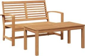 vidaXL Set de bancă și masă de grădină 2 Bucată Maro Lemn solid de tec