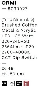 Lustra LED suspendata design modern circular ORMI coffee D-45cm