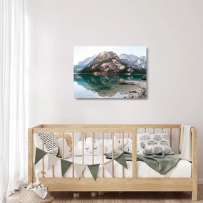 Tablou pe sticlă cu lac montan (70x50 cm)