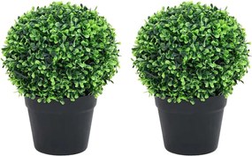 vidaXL Plante artificiale cimișir cu ghiveci, 2 buc. verde 37 cm minge