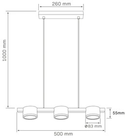 Lustră LED pe cablu MIRELLA 3xGX53/6W/230V negru