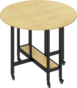 HOMCOM Masă de dining pliabilă pe roți, masă de bucătărie pentru 4 persoane cu poliță integrată, 100 x 100 x 75 cm, stejar | Aosom Romania