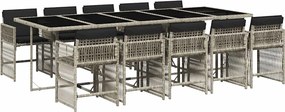 vidaXL Set mobilier de grădină cu perne 11 piese gri deschis poliratan