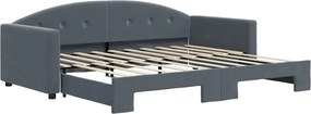 vidaXL Pat de zi cu extensie, gri închis, 90x190 cm, catifea