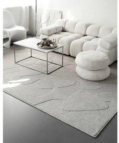 Covor gri deschis din lână 133x190 cm Morphic Botanica – Agnella