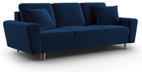 Canapea albastră extensibilă, cu spațiu de depozitare cu tapițerie din catifea 235 cm Kyoto – Cosmopolitan Design