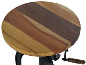 Măsuță laterală din lemn și metal reglabilă pe înălțime, Ø45 cm, „Marlow” – Ethnic Collection