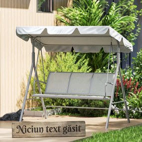 Balansoar de grădină 3 locuri Hollywoodschaukel cu acoperiș din metal gri+argintiu 170 x 110 x 153 cm | Aosom Romania
