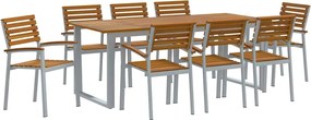 vidaXL Set de masă pentru grădină 9 pcs Gri Lemn Solid de Acacia