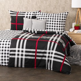 Lenjerie de pat din flanelă 4Home Cub negru, 160 x 200 cm, 70 x 80 cm