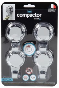 Cârlige argintii 4 buc. autoadezive din metal Bestlock Bath – Compactor