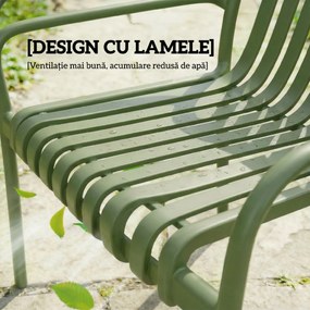 Outsunny Set 4 Scaune de Grădină Stivuibile din Plastic Anti-UV, Scaune pentru Prânz în Exterior cu Spătar Ergonomic cu Lamele și Mânere, pentru Terasă Balcon Grădină Exterior Interior, 55x58,5x81,5 cm, Verde | Aosom Romania