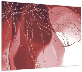 Tablou pe sticlă - Floare abstractă roșie N⁰1 (70x50 cm)