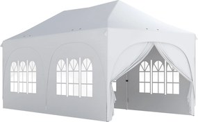 Outsunny Gazebo pliabil 3x6 m, cu pereți detașabili, saci cu nisip, geantă de transport și protecție UV30+, gri deschis/alb | Aosom Romania