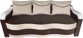 Canapea DIANA extensibila, 3 locuri, cu lada de depozitare, catifea crem cu maro , 220x100x80 Maro + Crem, Catifea