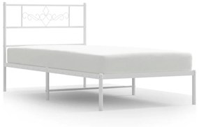 355311 vidaXL Cadru de pat din metal cu tăblie, alb, 100x200 cm
